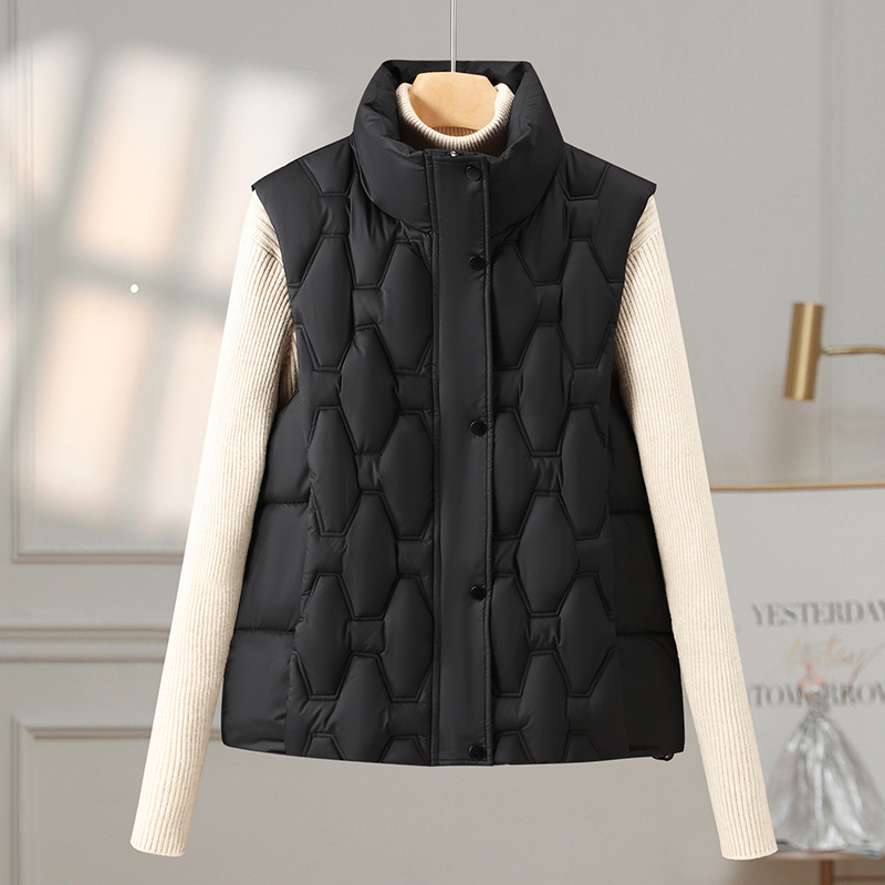 Chaqueta de algodón de pluma para mujeres 2025 otoño y invierno ligero corto chaleco de cuello vertical universal chaleco suelto chaqueta de algodón abrazadera chaqueta Hanchao image 2