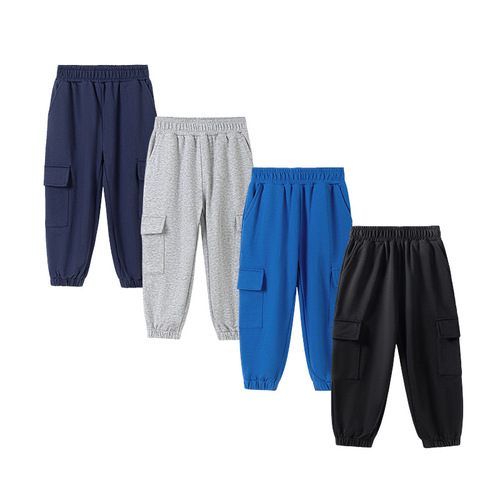 Little Maven International Trade Children's Pants for Boys Work Pants Autumn Children's Pants Solid Color Fashion Children's Pants