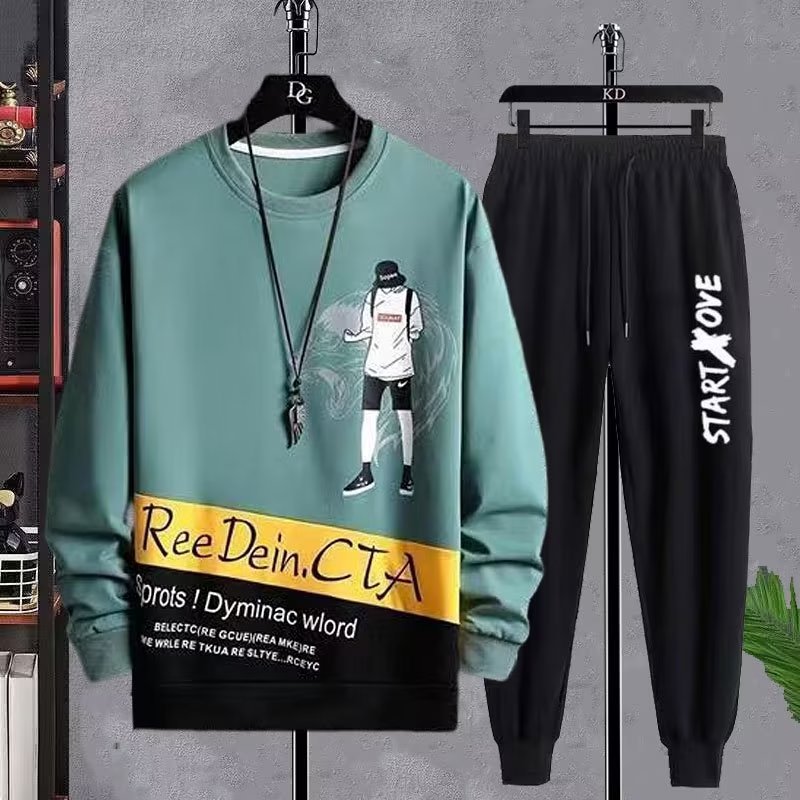 Traje deportivo de ocio para hombre otoño estilo coreano moda traje de estudiante juvenil de moda con traje de dos piezas guapo