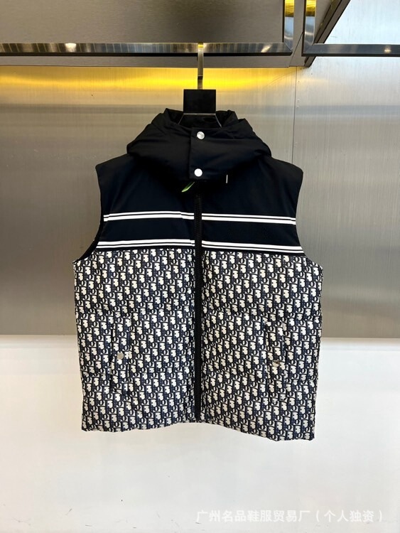 High-End Version of D Brand Monogram Full Letter Logo Double-Sided Reversible Unisex Casual Fashion Warm Stand-Collar down Vest