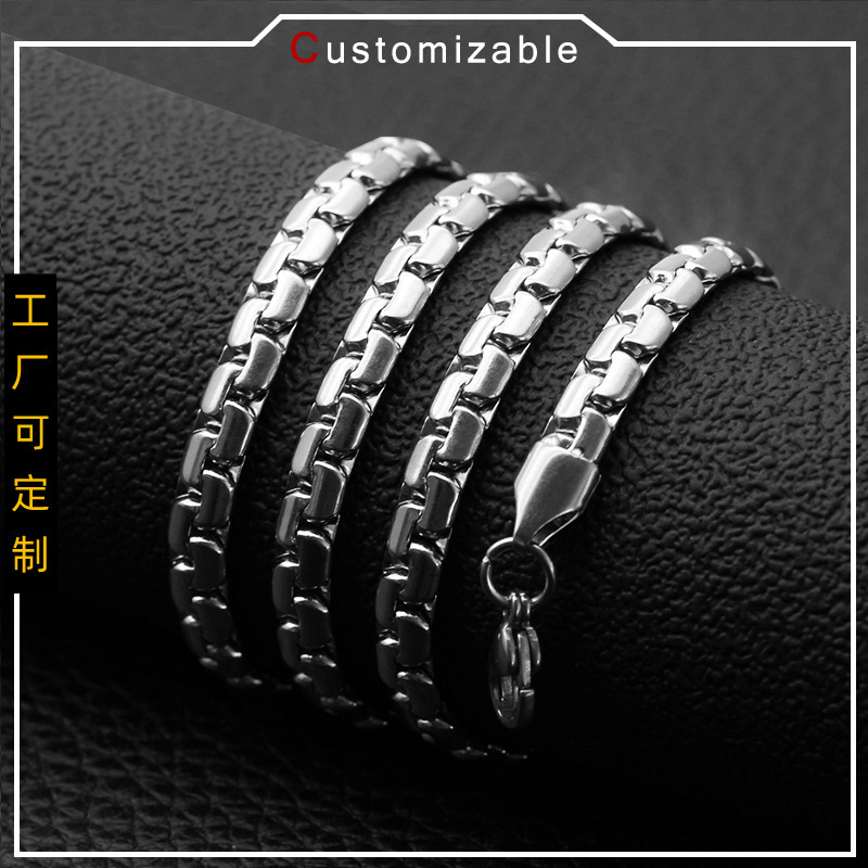 Ggch Stainless Steel Flattened Pearl Necklace Titanium Steel Clavicle Sweater Chain Fashion European and American Jewelry Hot Selling Wholesale