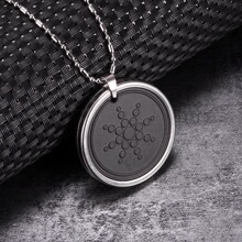 金属镶边火山石吊坠 负离子能量石复古花纹项饰批发