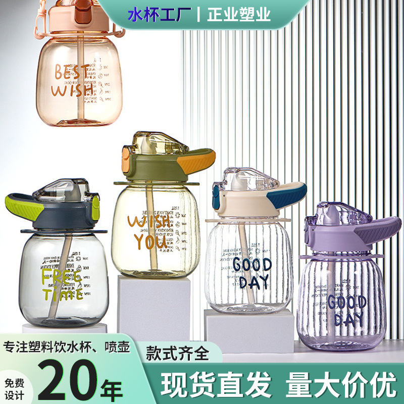 Creative Trendy New Sports Cup Bounce Lid Straw Cup Portable Sealed Student Men's and Women's Simple Water Cup