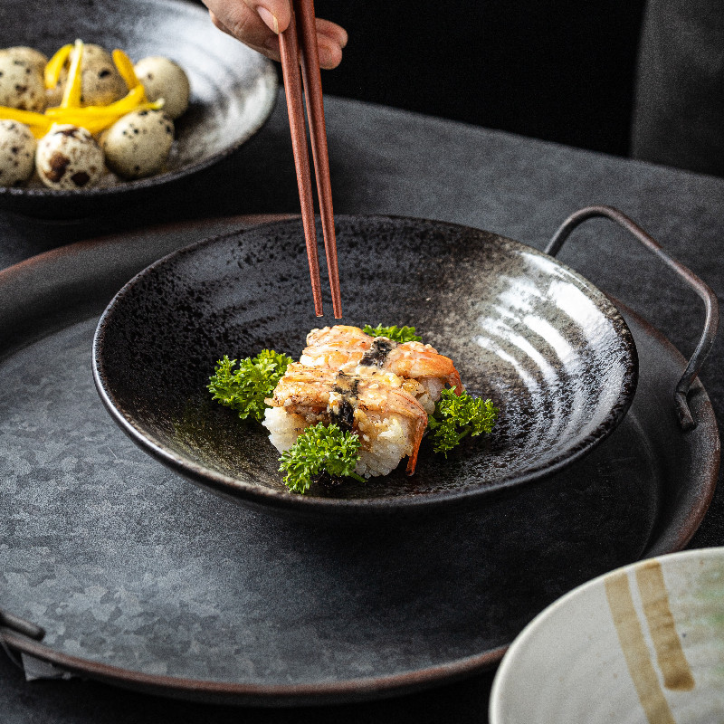 Creative Japanese -style and wind thread ceramic ramen bowl retro…