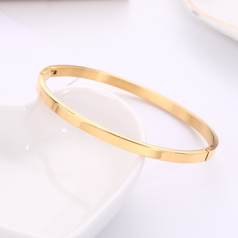 Wholesale Modern Style Solid Color Stainless Steel 18k Gold Plated Bangle display picture 4