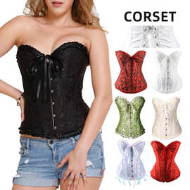 欧美提花紧身胸衣 女大码宫廷束腰骨衣 corset 塑形束胸塑身上衣