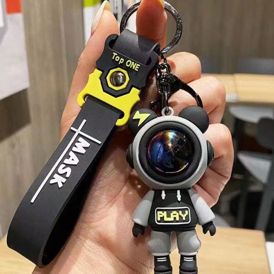 Cartoon Flash Bear Astronaut Keychain Cute astronauta bolsa bolsa colgante al por mayor centro comercial muñeca máquina al por mayor image 4