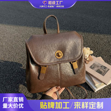 跨境复古学院风双肩包包2025新款女式小众设计通勤包休闲百搭背包