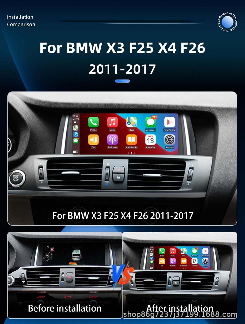 Suitable for Bmw X3 F25 X4 F26 8.8inch Android Bluetooth Car Player Carplay Navigation One