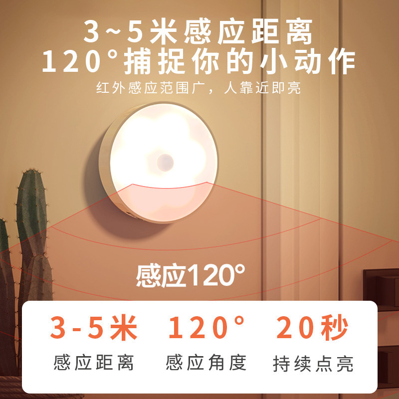 LED人感センサーライト寝室ナイトライトベッドサイドワードローブセンサーライトスマート磁気充電ナイトライト雰囲気ライト|undefined