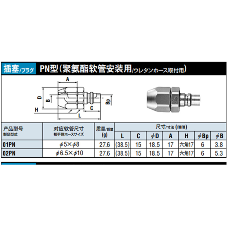 日本NITTO日东工器 SUPER CUPLA 快速接头01PN/02PN 插塞 软管