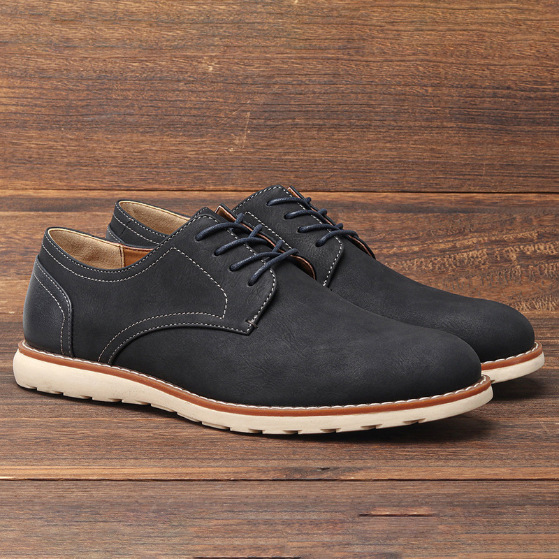 Cross-border men's casual leather shoes, retro soft-soled, non-slip, lace-up, versatile single shoes, business casual work shoes Cross-border men's casual leather shoes, retro soft-soled, non-slip, lace-up, versatile single shoes, business casual work shoes