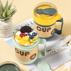 Morandi 304 stainless steel soup cup breakfast cup plastic soup cup soup can with seal cover porridge cup milk cup