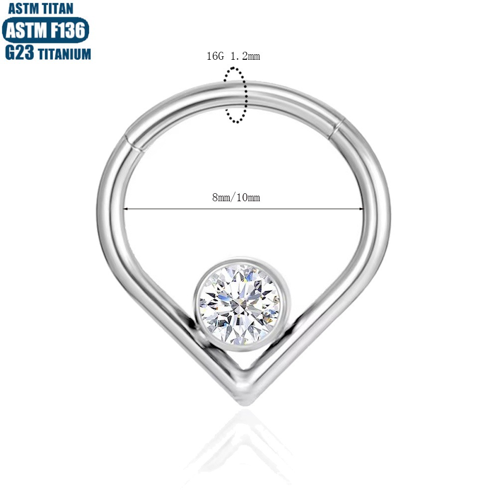 F136 Titanium Alloy Water Drop Earrings Nose Ring Diamond Nose Piercing Nasal Septum Ring Seamless Ring Piercing Jewelry Earrings detail image 13