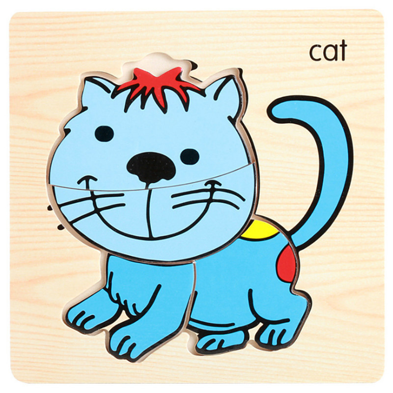 Nuevo rompecabezas tridimensional de madera de mano tráfico animal marino Ilustración cognición rompecabezas infantil juguete de rompecabezas de educación temprana