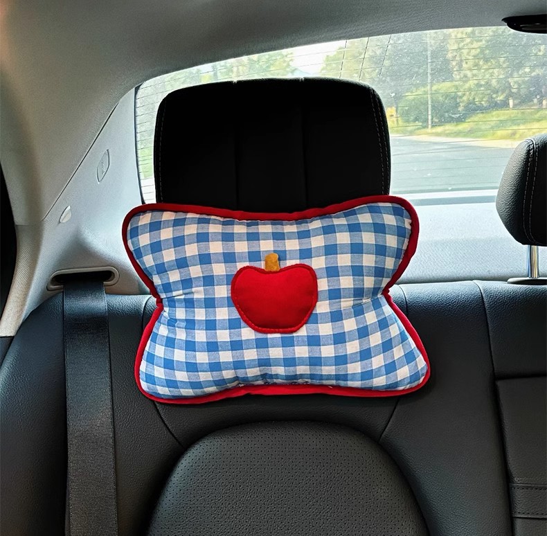 Cute car seat headrest car neck pillow comfortable blue apple series car pillow car pillow a pair of pillows
