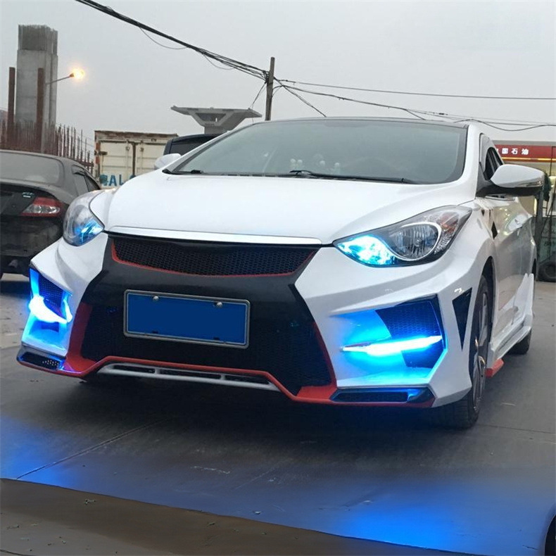 Suitable for 10-16 Models of Hyundai Elantra Modified Body Kits, Including Front Bumper, Rear Lip, Side Skirts, Grille, Rear Wing, and Fog Lights