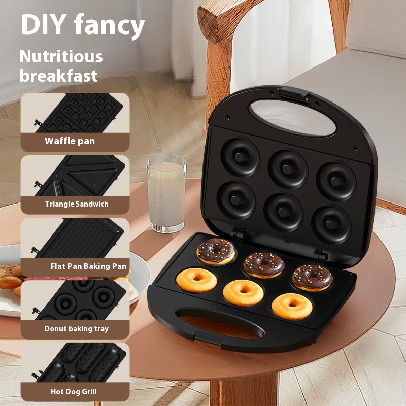 Máquina de sándwiches transfronterizas multifuncional máquina de desayuno pequeña máquina de waffles tostadora de pan tostadora galleta eléctrica para el hogar