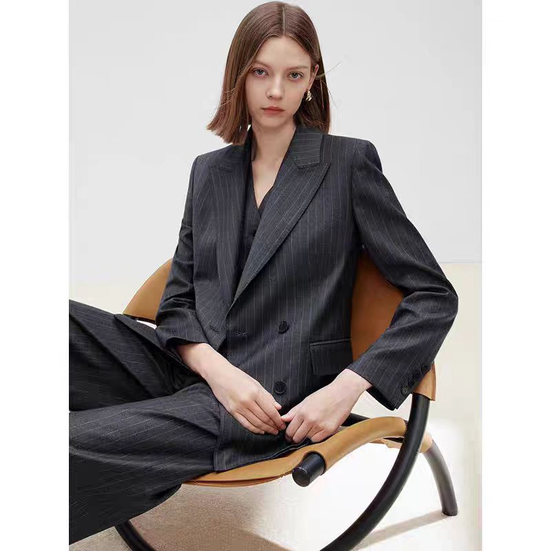 Gray Striped Wool Suit with Vest, Elegant Formal Wear, 2026 Spring New Style, High-End Suit
