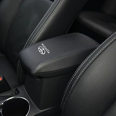 Suitable for 14-18 Toyota Corolla Armrest Case Leather Cover Ralink Double Qing Central Handheld Case Cover Protective Leather Cover (Sürətlər qutusu və əl tormozu başlıqları) - black-leather-and-black-line-are-marked
