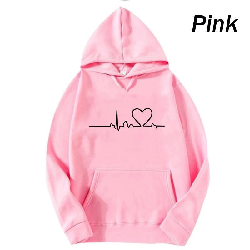 New Women Casual Hoodies Autumn/Winter Heartbeat Print Men L