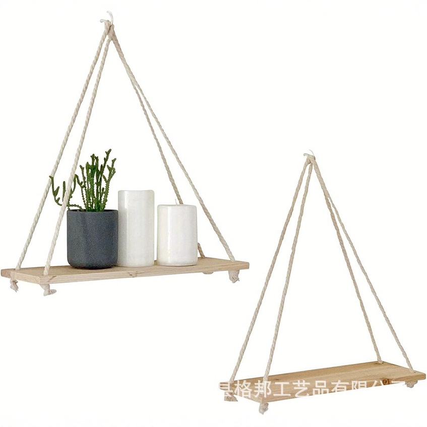 Estante de Almacenamiento de Cuerda de Madera para Montar en la Pared, Estante Colgante de Pared, Estante Flotante Rústico de Madera de Paulownia, Decoración para Baño y Sala de Estar