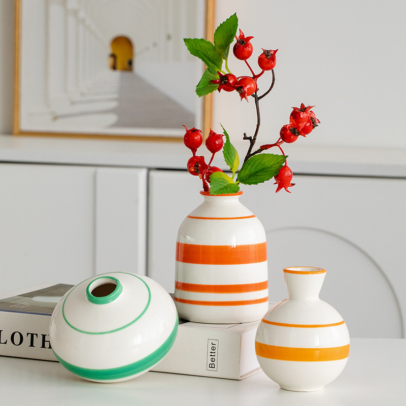 蜀門北歐創意陶瓷裝飾乾花小花瓶客廳插花擺件水培綠植桌面花器