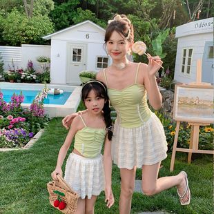 Parent-Child Swimsuit Mother-Daughter Strap Split Skirt Style for Older Girls Children Hot Spring Student Fresh Vacation Swimwear