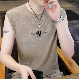 Men's Ice Silk Vest 2025 Summer New Trend Casual Sleeveless T-Shirt Sports Fitness Waistcoat Men's Top