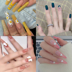 New wearable manicure nails, fake nail patches, cross-border hot selling European and American long ballet nails with diamond nail patches