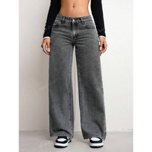 V 39674 Vintage Washed Loose Denim Straight Pants ����ˮϴ��