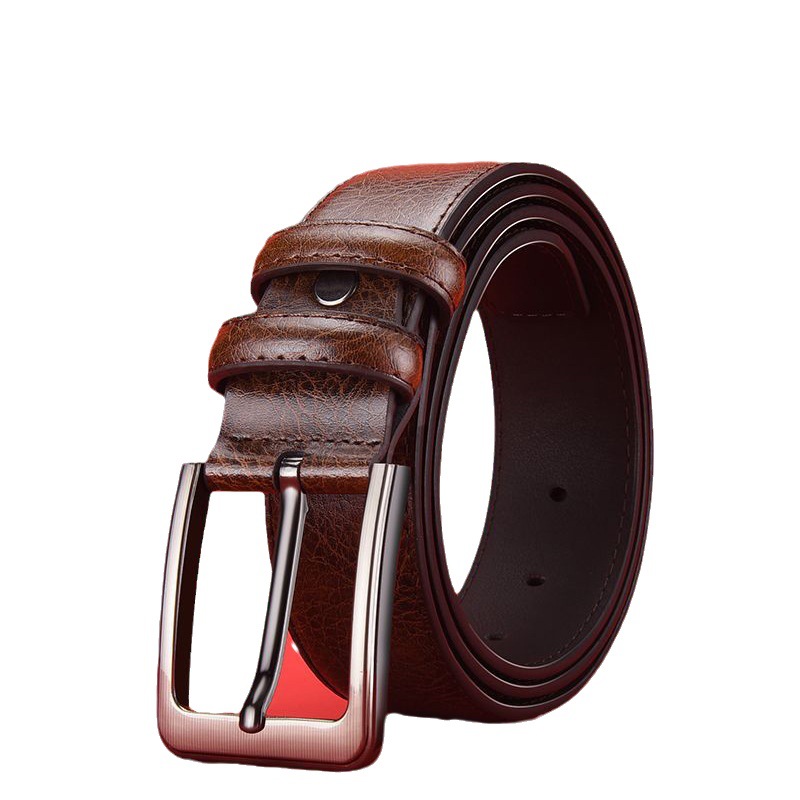 Cinturón de cuero de los hombres hebilla cinturón de piel de vaca de negocios casual de mediana edad y ancianos cinturón de jeans de estilo coreano joven