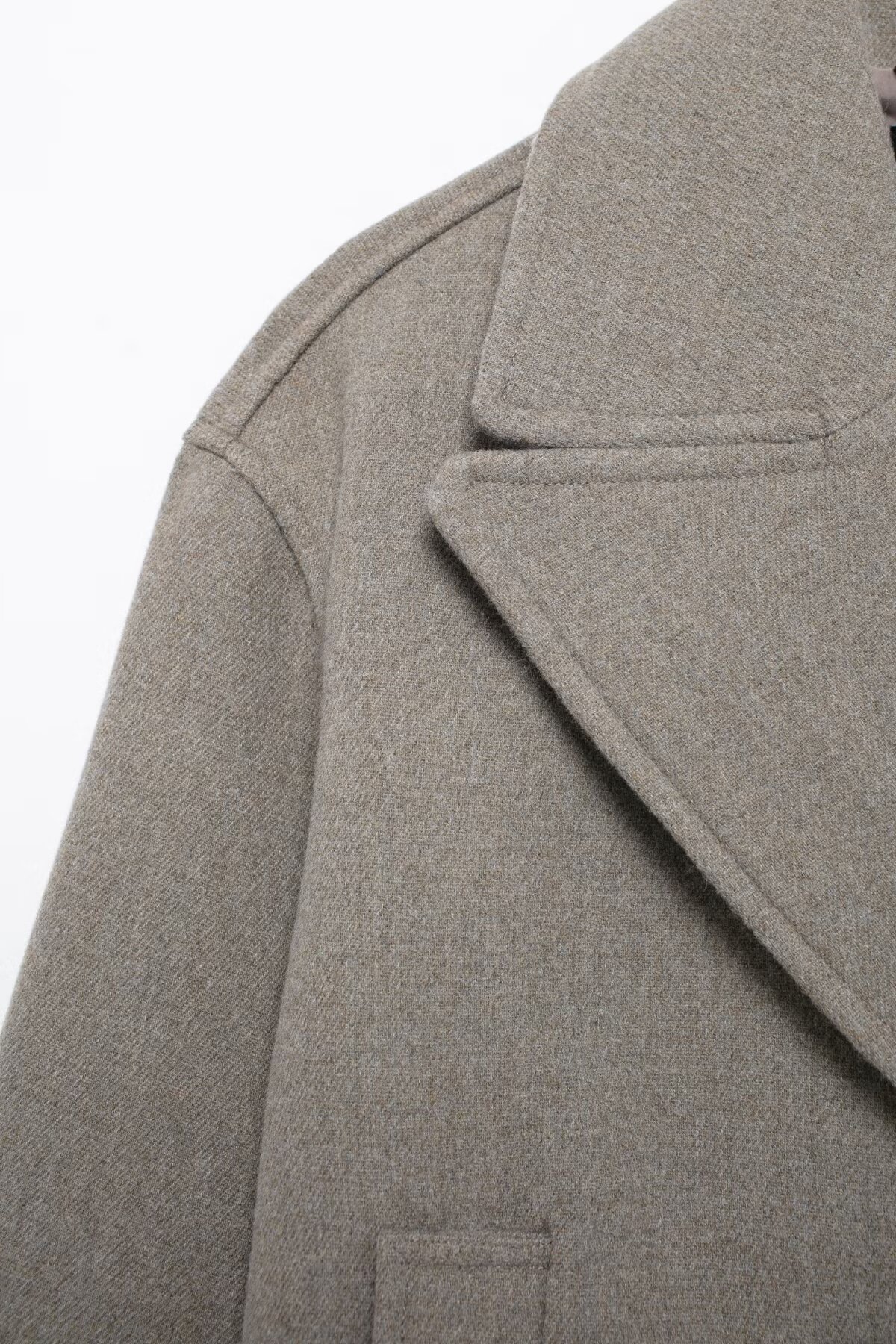 Damen 2024 Herbst/Winter Schurwolle-Mischung Zweireihiger Mantel mit Knopfleiste_voghion.com