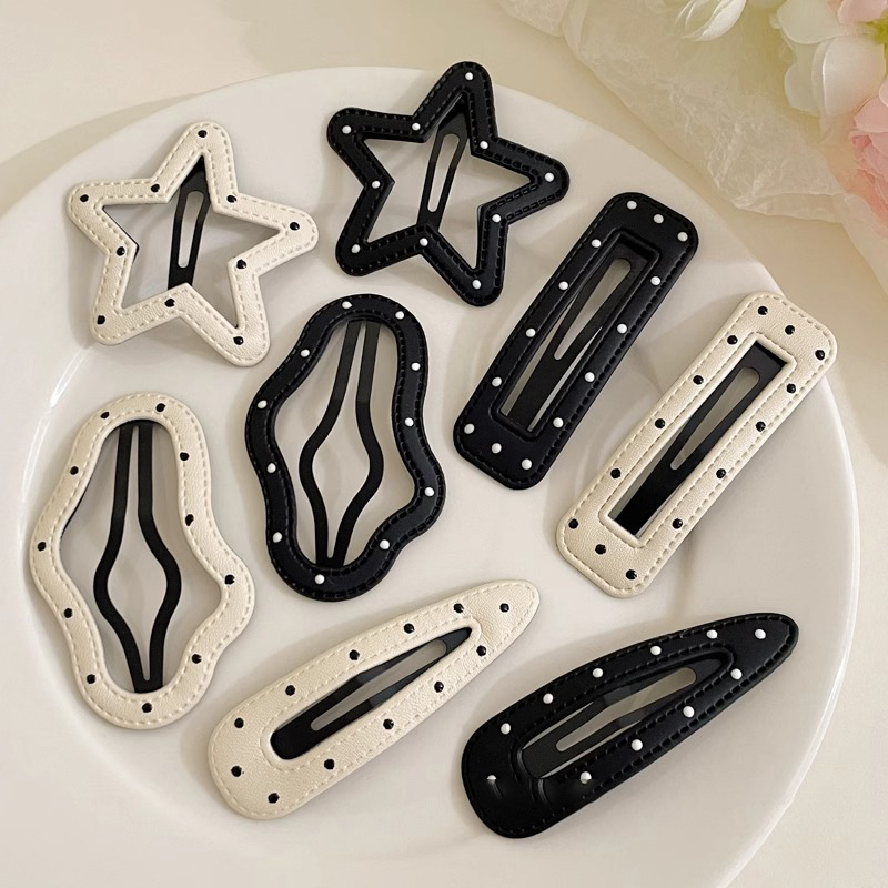 Temperamento lunares estrella nube horquilla clip lateral frente femenina flequillo lateral clip tocado parte posterior de la cabeza clip bb de cabello roto
