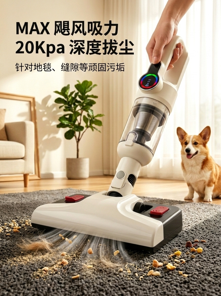 Cross-Border Car Vacuum Cleaner, Household High-Power Handheld Vacuum and Mop Combo, High-Power Cat Hair Removal Wireless Vacuum Cleaner