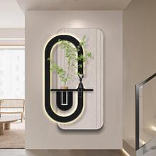 入户门玄关装饰画客厅走廊过道挂画立体水培绿植壁画壁灯简约风