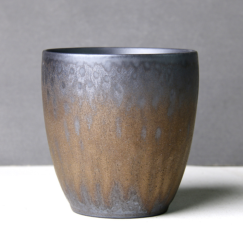 Japanese Retro Ceramic Coffee Mug With Wooden Handle_voghion.com