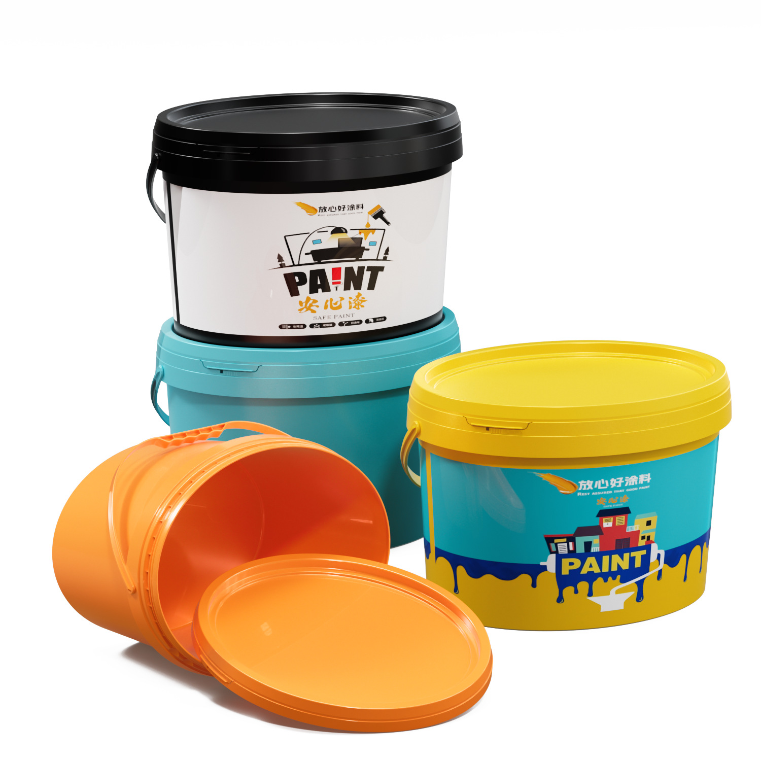 Pintura artística alemana Pintura de calidad Pintura de piedra real 20 litros kg Cubo ovalado Cubo de pintura ovalada engrosado Cubo plano