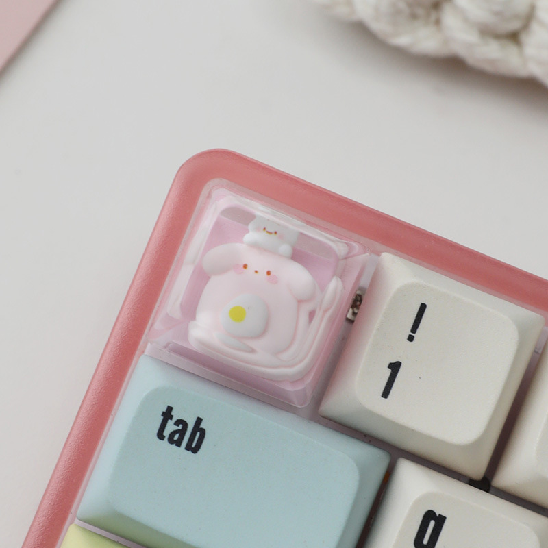 スポットパーソナライズ樹脂接着剤半透明かわいい猫キーキャップクロス軸メカニカルキーボードキーキャップシングル高さ|undefined