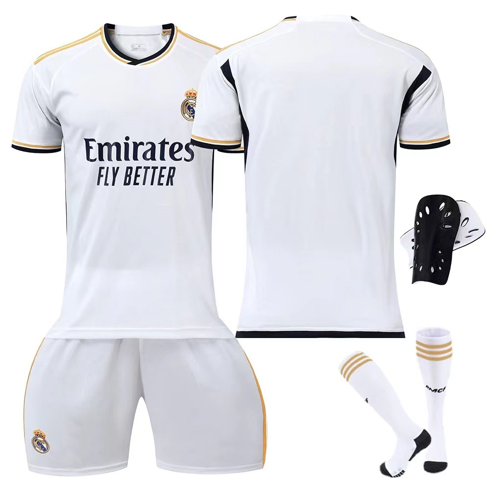 Venta al por mayor 23-24 Real Madrid Jersey N ° 5 Bellingham N ° 7 Vinius adultos niños traje de uniforme de fútbol