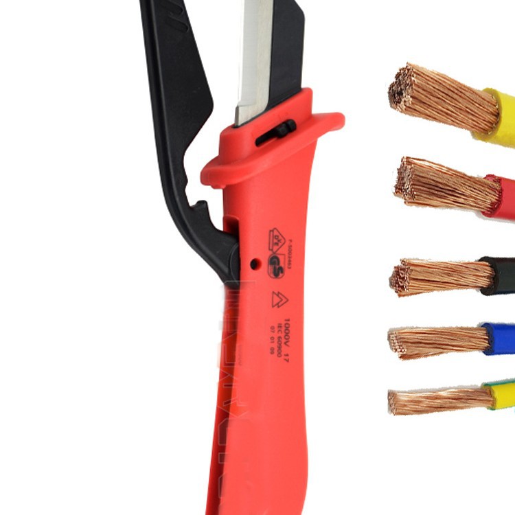 Mango de madera cuchillo plegable electricista con cuchilla y alambre y cable escariador peeling electricistas cuchillo