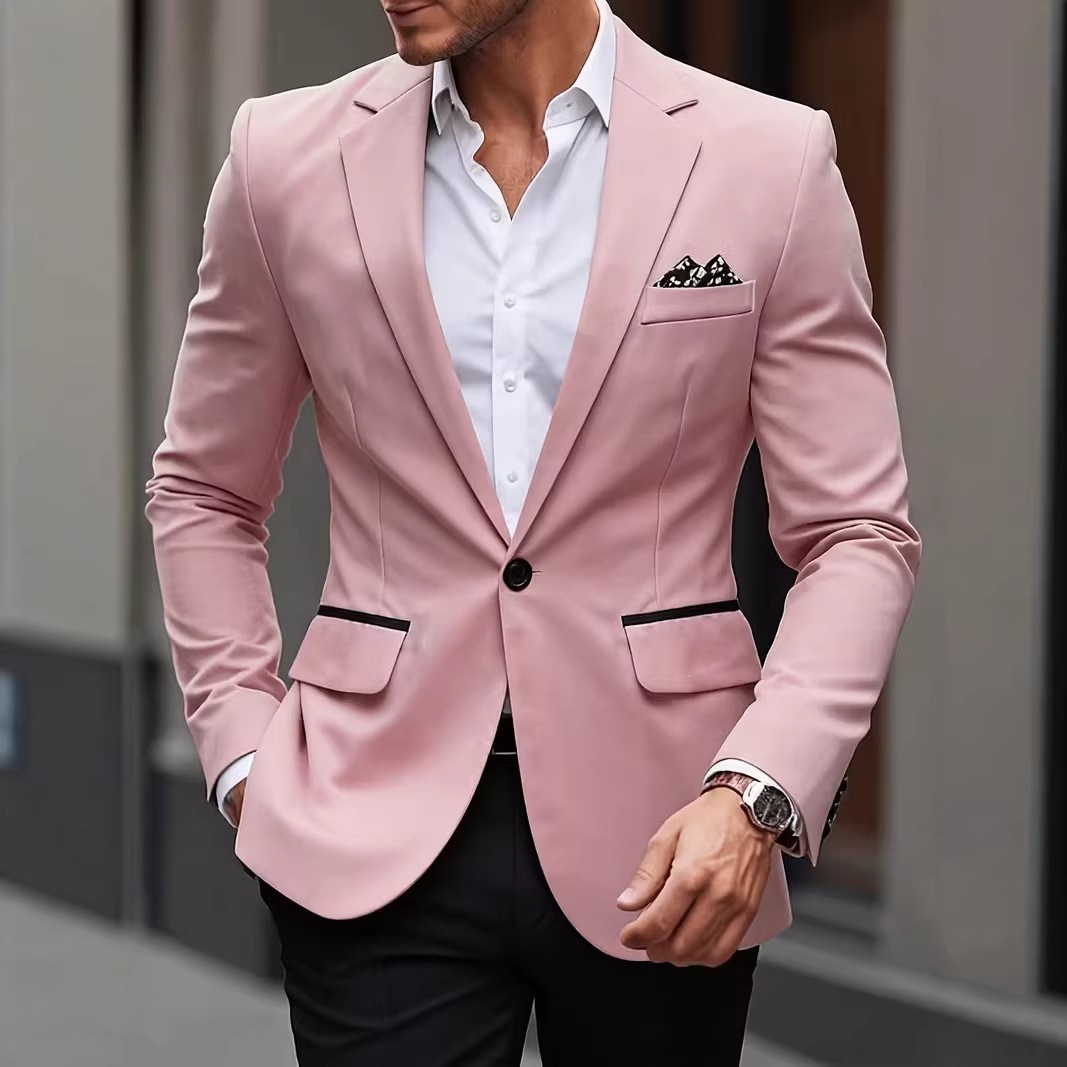 Modern Men's Slim Fit Blazer Single-Breasted Casual Suit Jacket For Young Professionals Versatile Color Palette_voghion.com