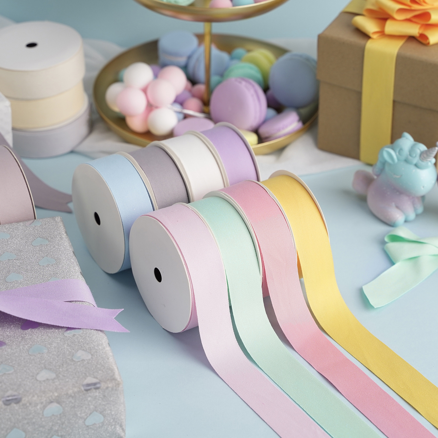 Wholesale gauze tape, plain weave cotton tape, multi-specification clothing edge banding materials woven tape, gift cake packaging ribbons