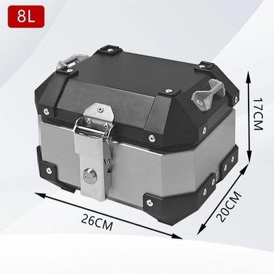 tail box for motorcycle, Motorcycle trunk - 8l-flat-silver-luxury-lining
