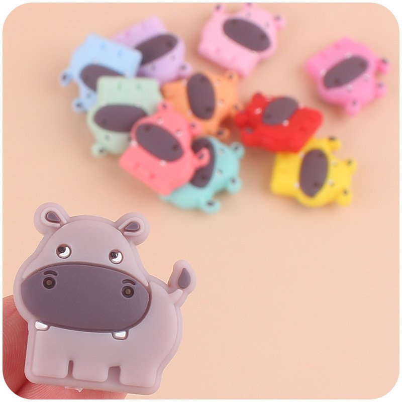 Bebé suministros de dibujos animados animal hipopótamo mordedor creativo DIY bebé molar cadena de pezón cadena anti-caída accesorios pequeños