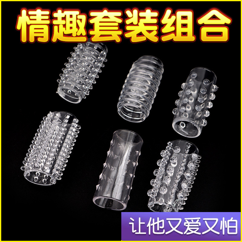 6-Piece Crystal Caterpillar Finger Sleeve Set with Lock Rings, Transparent TPE — detail image 1