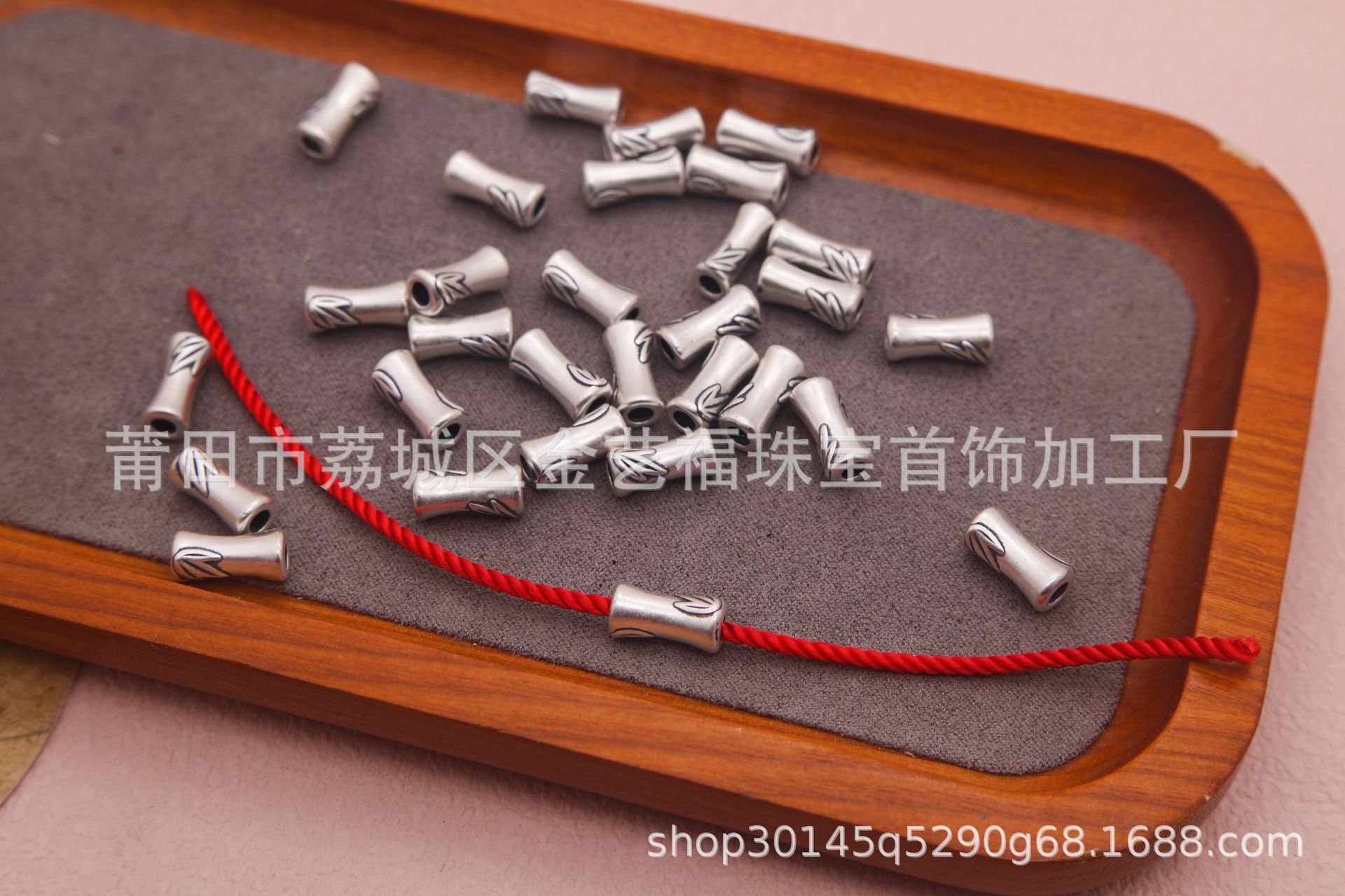 Pure Silver S999 Bamboo Joint Loose Beads with Through-Hole Design, Chinese Style Bamboo Leaf Spacer Beads, DIY Necklace Bracelet Jewelry Accessories, Beading Materials