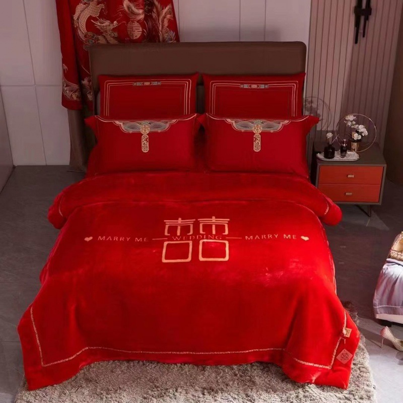 웨딩 담요 큰 빨간색 두꺼운 더블 레이어 웨딩 단어 지참금 겨울 담요 구름 담요 선물 10 파운드 하이 엔드