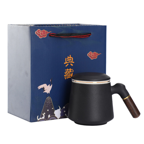 Ceramic mug tea water separation tea cup with lid office gift box souvenir creative water cup filter gift box