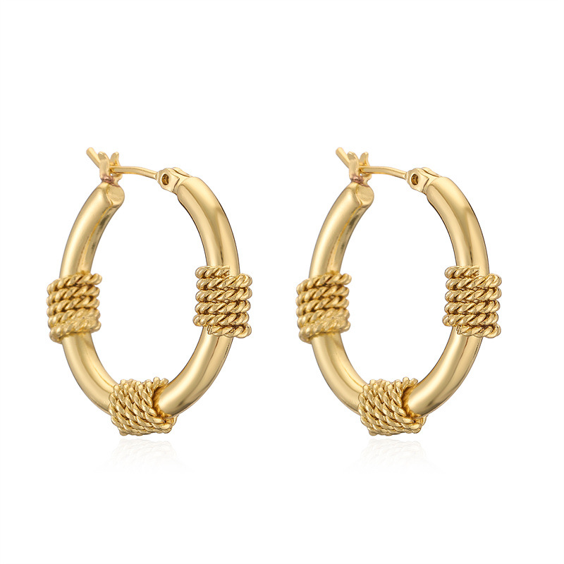 Oro verdadero electroplacado oro en forma de C pendientes de orejas metálicas simples estilo de alta moda pendientes geométricos retro